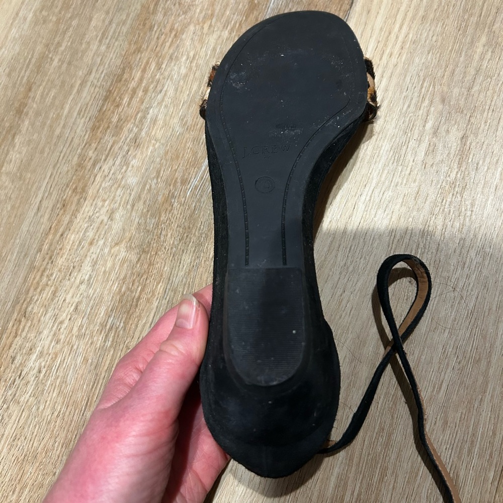 J. Crew Leopard Print Ankle Strap Sandals - Picture 3 of 4